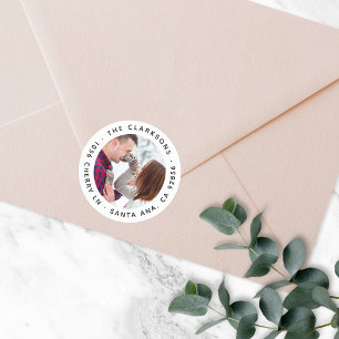 Adresse de retour Sticker photo rond classique