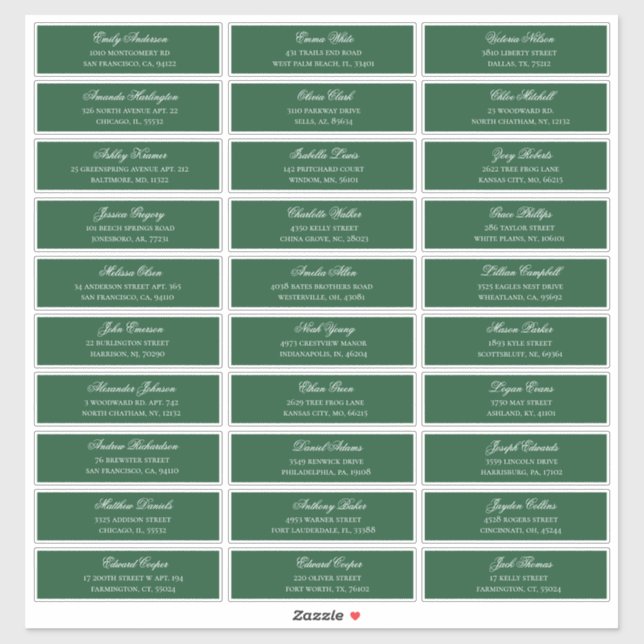 Adresse des noms de clients verts. étiquette d'exp (Feuille)