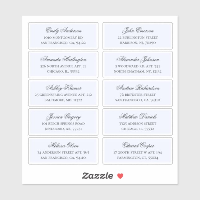 Adresse des noms des hôtes bleus. étiquettes maria (Feuille)