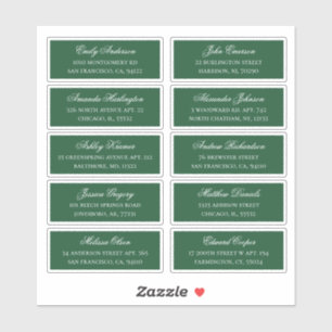 Adresse des noms d'invités verts. étiquettes maria