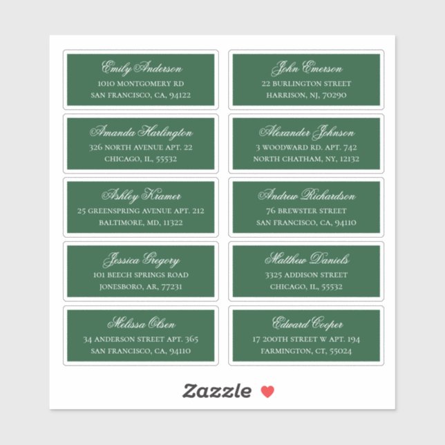Adresse des noms d'invités verts. étiquettes maria (Feuille)