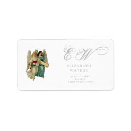 ADRESSE ETIKETT MIT WEINCHRISTMAS ANGELN ADRESSAUFKLEBER