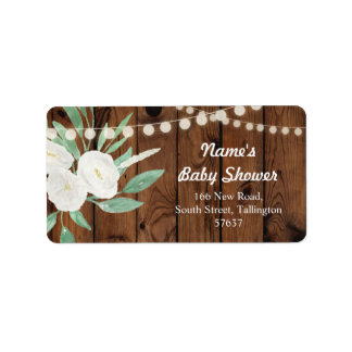 Adresse Floral Bois Lumières Étiquette mignon Baby