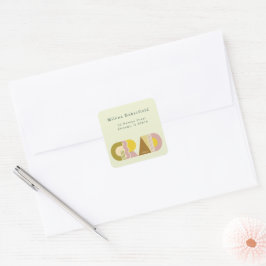 Adresse Rücksendeetikett Grad Abschluss Retro Aufk Quadratischer Aufkleber