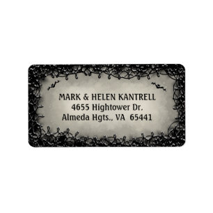 Adressen-Etikett - Halloween-Grau mit schwarzer Adressaufkleber
