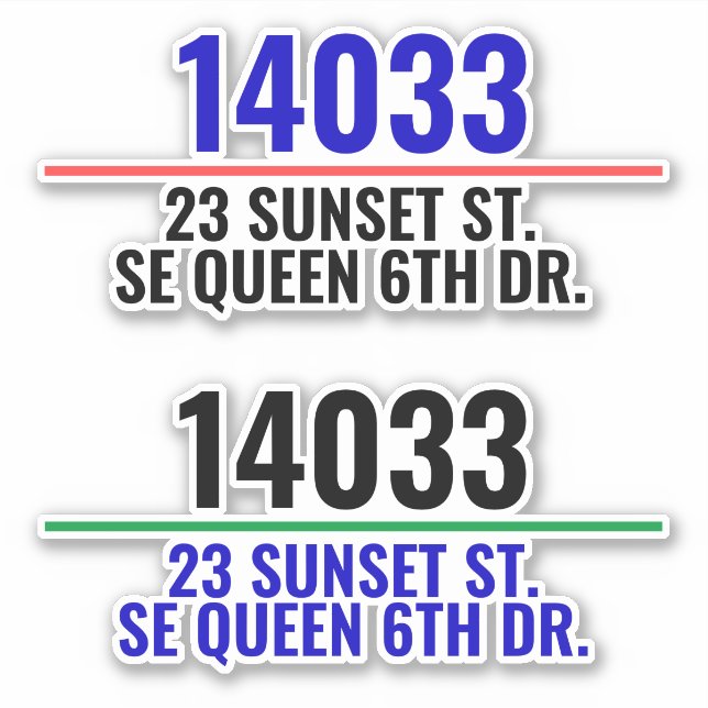 Adressen-Postfachnummern Aufkleber (Vorderseite)