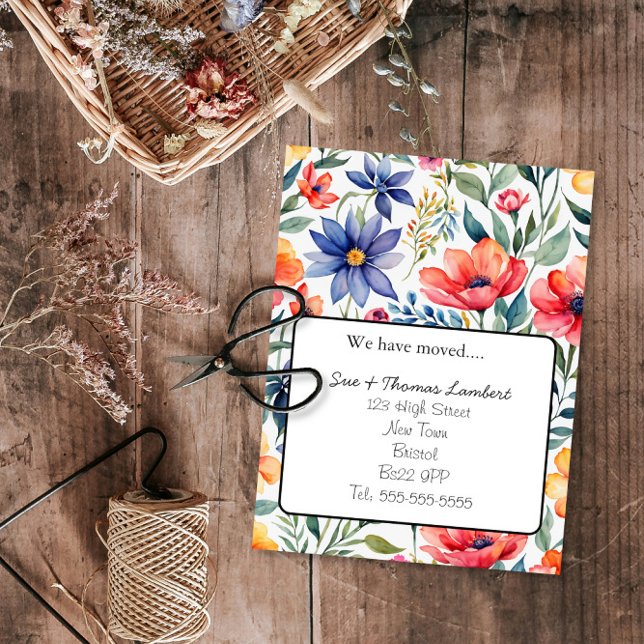 Adressenänderung Blumenpostkarte Ankündigungspostkarte (Von Creator hochgeladen)