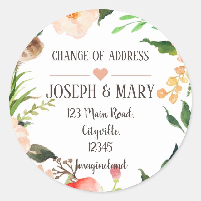 Adressenänderung Runder Aufkleber (Vorderseite)