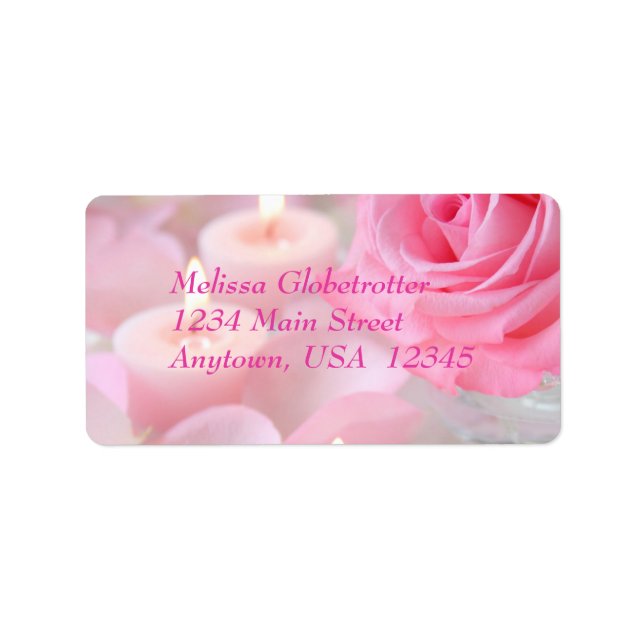 Adressenaufkleber - Rosa Rose und Kerzen Adressaufkleber (Vorne)