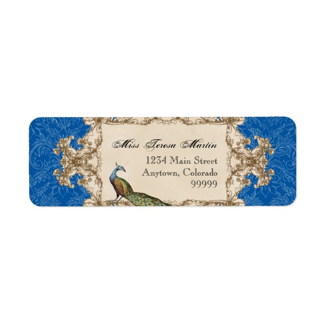 Adressenkennzeichnungen - Blaues Vintages Pfau & E (Vorne)