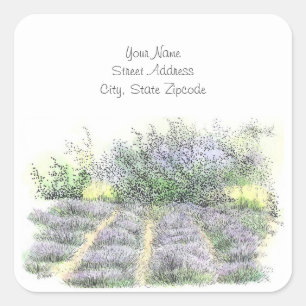Adressenmarken für das Feld "Lavender" Quadratischer Aufkleber