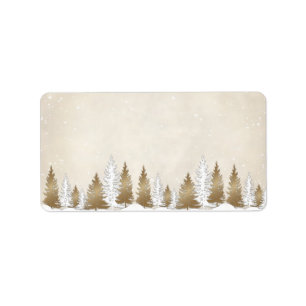 Adressenmarken, Winter Nature Beige Trees Adressaufkleber
