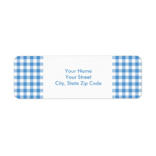 Adressetikett Light Blue und White Gingham Pattern