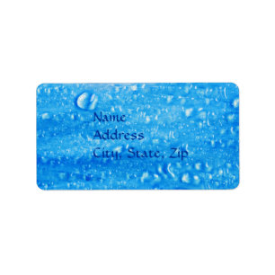 Adressetikett mit blauen Wassertropfen