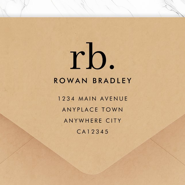 Adresshölzerner Stempel | Rücksendeetikett (Monogrammed address stamp in a modern minimalist style perfect for mail, gifts & favors)