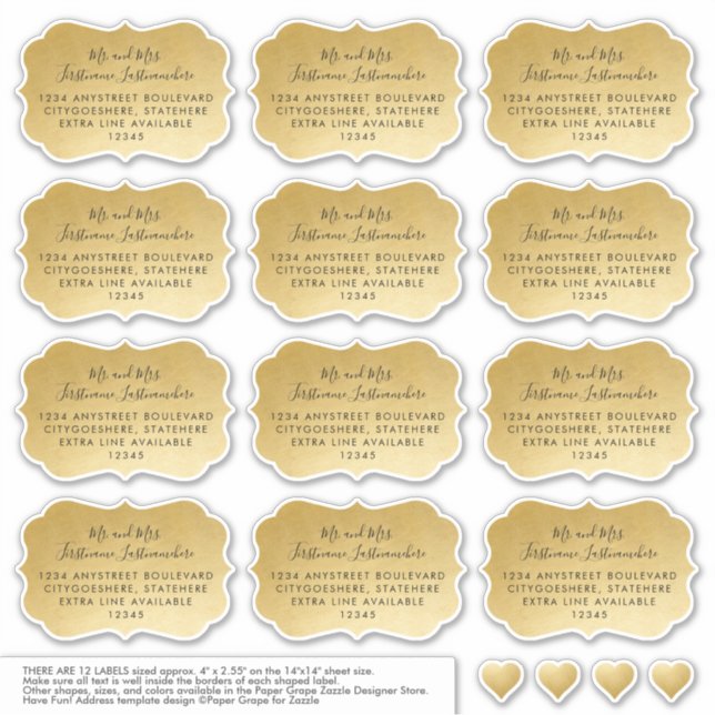 Adressierte Gast-Mailing-Labels Bracket Gold Aufkleber (Vorderseite)