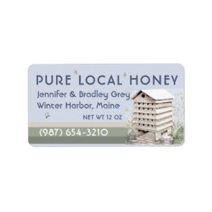 Adressiertes Honey-Jar-Label mit Wasserfarben-Hive Adressaufkleber