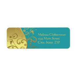 Adressmarken - Gold-Wirbel und Aquamarine