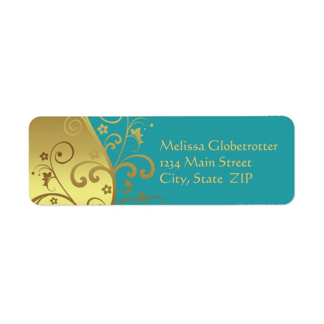 Adressmarken - Gold-Wirbel und Aquamarine (Vorne)
