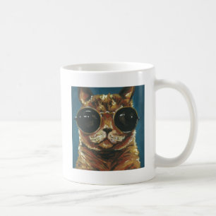 Adrette Miezekatze des Tier-  in der Sonnenbrille Kaffeetasse