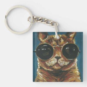 Adrette Miezekatze des Tier-  in der Sonnenbrille Schlüsselanhänger