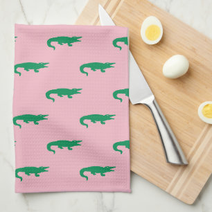 Adretter grüner Alligator Geschirrtuch