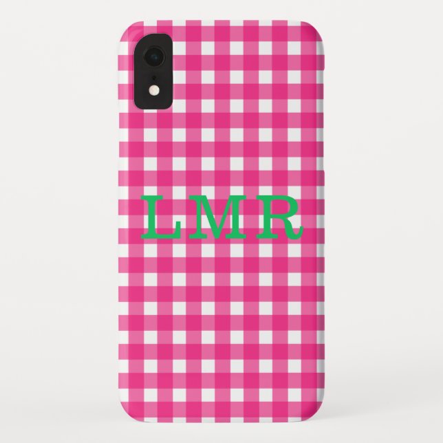 Adretter Monogramm-Gingham IPhone XR Fall Case-Mate iPhone Hülle (Rückseite)