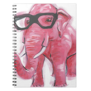 Adretter rosa Elefant des Tier-  in den Brillen Notizblock