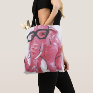 Adretter rosa Elefant des Tier-  in den Brillen Tasche
