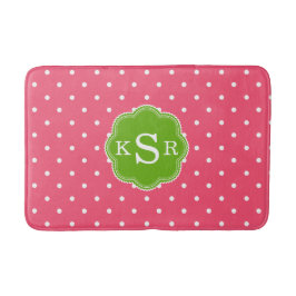 Adrettes Girly | Wassermelone-Rosa-Grün punktiert Badematte