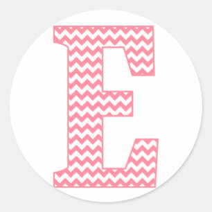 Adrettes klassisches rosa Monogramm Chevon Runder Aufkleber