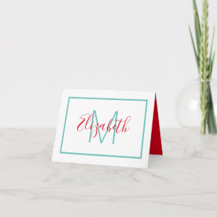Adrettes Rot-und Aqua-Monogramm