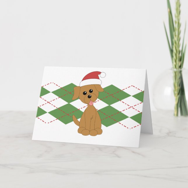 Adrettes Welpen-Weihnachten Feiertagskarte (Vorderseite)