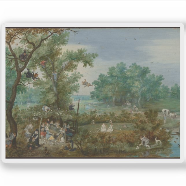 Adriaen van de Venne - Merry Company in einem Arbo Aufkleber (Vorderseite)