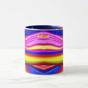 ADRIAN ~ Zany 3D Fraktal ~ Rosa, Gelb und Blau Tasse