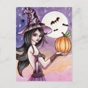 Adrianna - Carte postale de sorcière Halloween