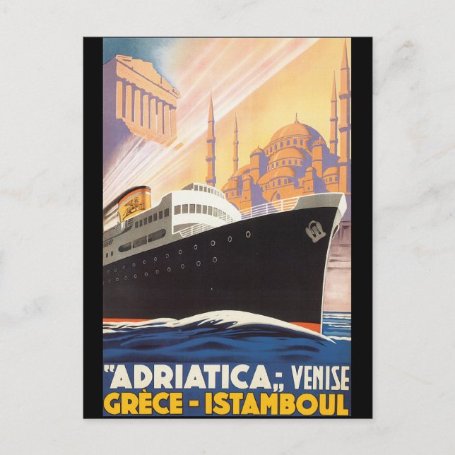 Adriatica Lines - Vintage Travel Poster Postkarte (Vorderseite)