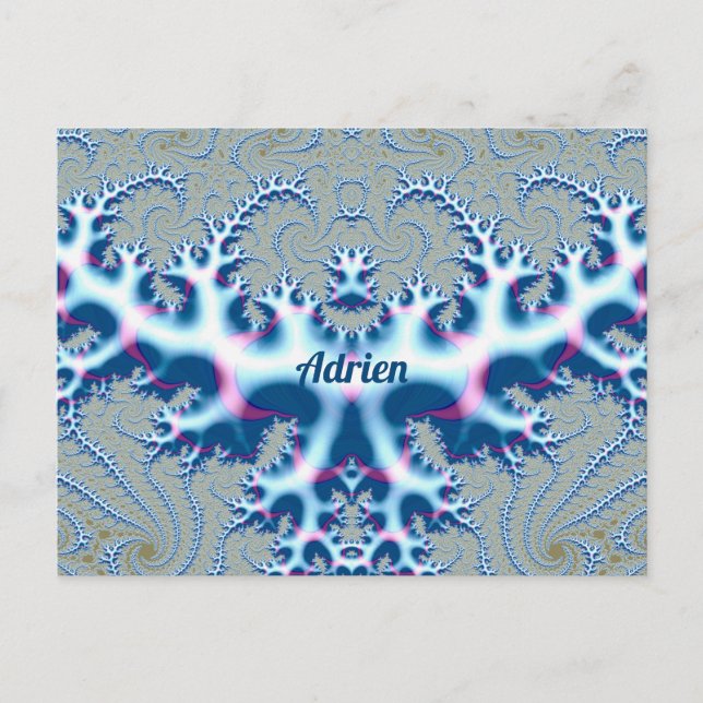 ADRIEN ~ Icy White and Blue 3D Fraktal Design ~ Postkarte (Vorderseite)