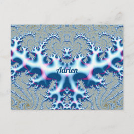 ADRIEN ~ Icy White and Blue 3D Fraktal Design ~ Postkarte