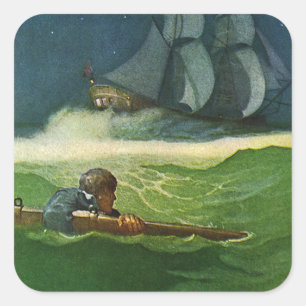 Adrift auf Meeresaufkleber Quadratischer Aufkleber