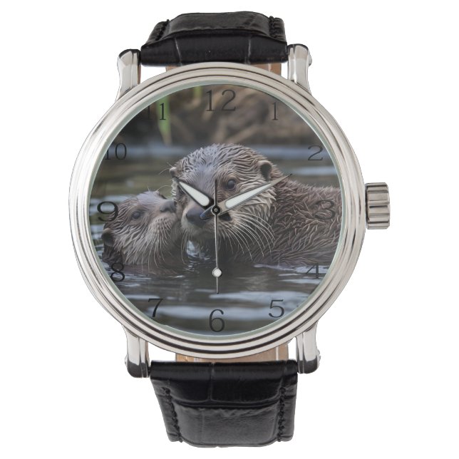 **"Adrift in Liebe: Mama und Baby Otter"*** Armbanduhr (Vorderseite)