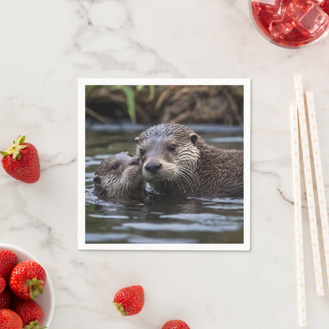 **"Adrift in Liebe: Mama und Baby Otter"*** Serviette (Beispiel)