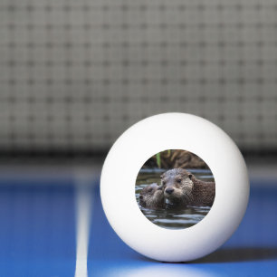**"Adrift in Liebe: Mama und Baby Otter"*** Tischtennisball