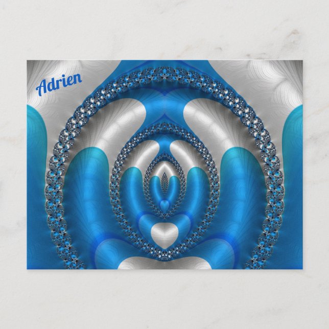 ADRIN Bright!~ Blue White 3D Fraktal Design ~ Postkarte (Vorderseite)
