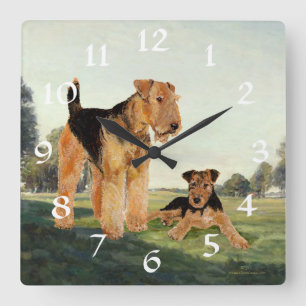 Adult and Pup Quadratische Wanduhr