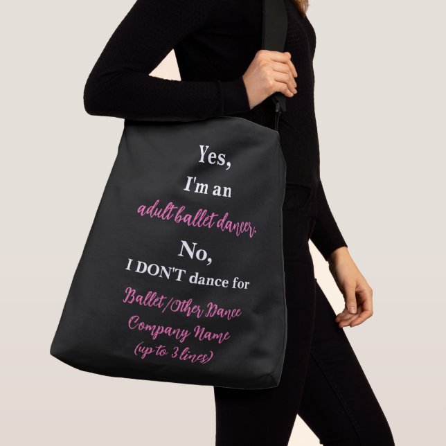 Adult Ballet Dancer Hot Pink/White Text Tragetaschen Mit Langen Trägern (Von Nahem)