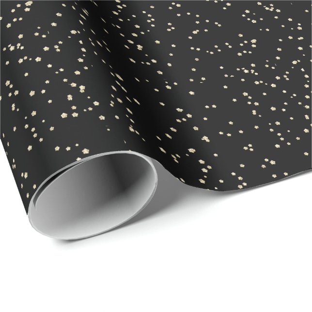 Adult Birthday Black Gold Glitzer Geschenkpapier (Rolleneckpunkt)
