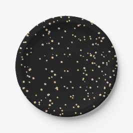 Adult Birthday Black Gold Glitzer Pappteller