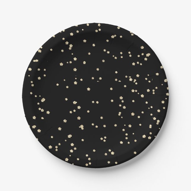 Adult Birthday Black Gold Glitzer Pappteller (Vorderseite)