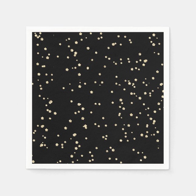 Adult Birthday Black Gold Glitzer Serviette (Vorderseite)